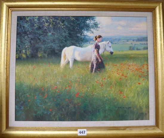 Tony Sheath (1946-), oil on canvas, In a Summers Field, signed, 40 x 50cm
